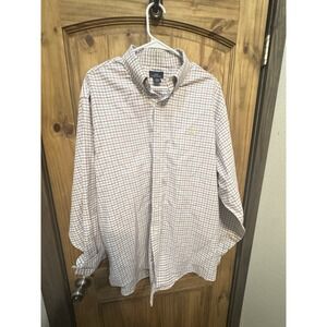 Brooks Brothers Mens XL Pink Blue Plaid Shirt Non‎ Iron Heavy Cotton Classic Fit